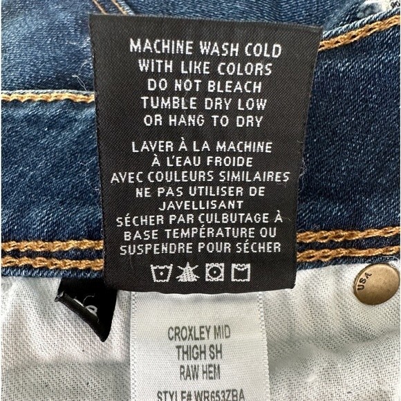 HUDSON Croxley Mid Thigh Medium Wash Denim Shorts Raw Hem Distressed Size 28 - Picture 10 of 10